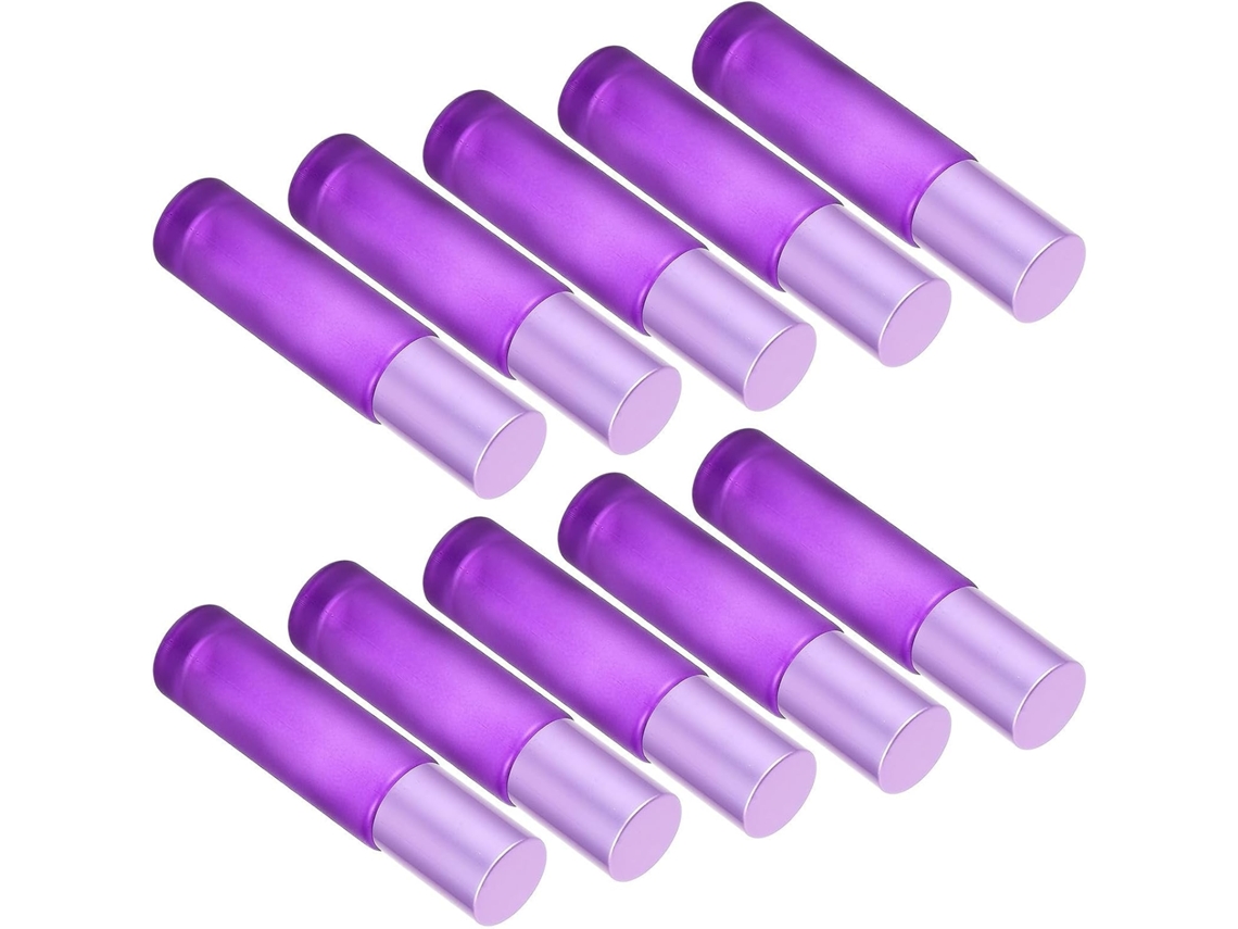 Conjunto De 10 Frascos Roll-on De Vidro Roxo De 10ml Com Esfera De Aço.