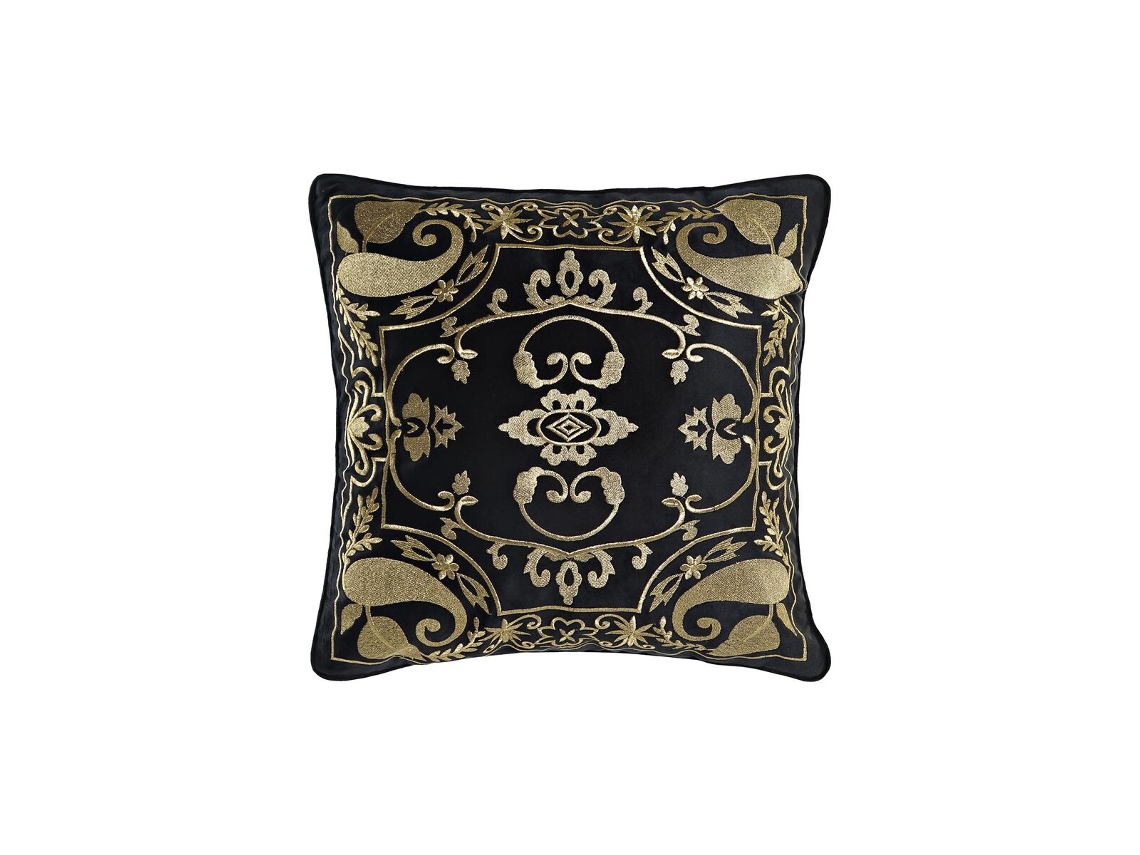 Almofada DKD Home Decor Preto Dourado Poliéster Árabe (45x10x45 cm)