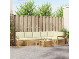Vidaxl Conjunto De Sofás Para Exterior 7 Pcs Branco E Creme