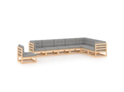 Pcs Conjunto Lounge De Jardim C/ Almofadões Pinho Maciço Dkd Home Decor