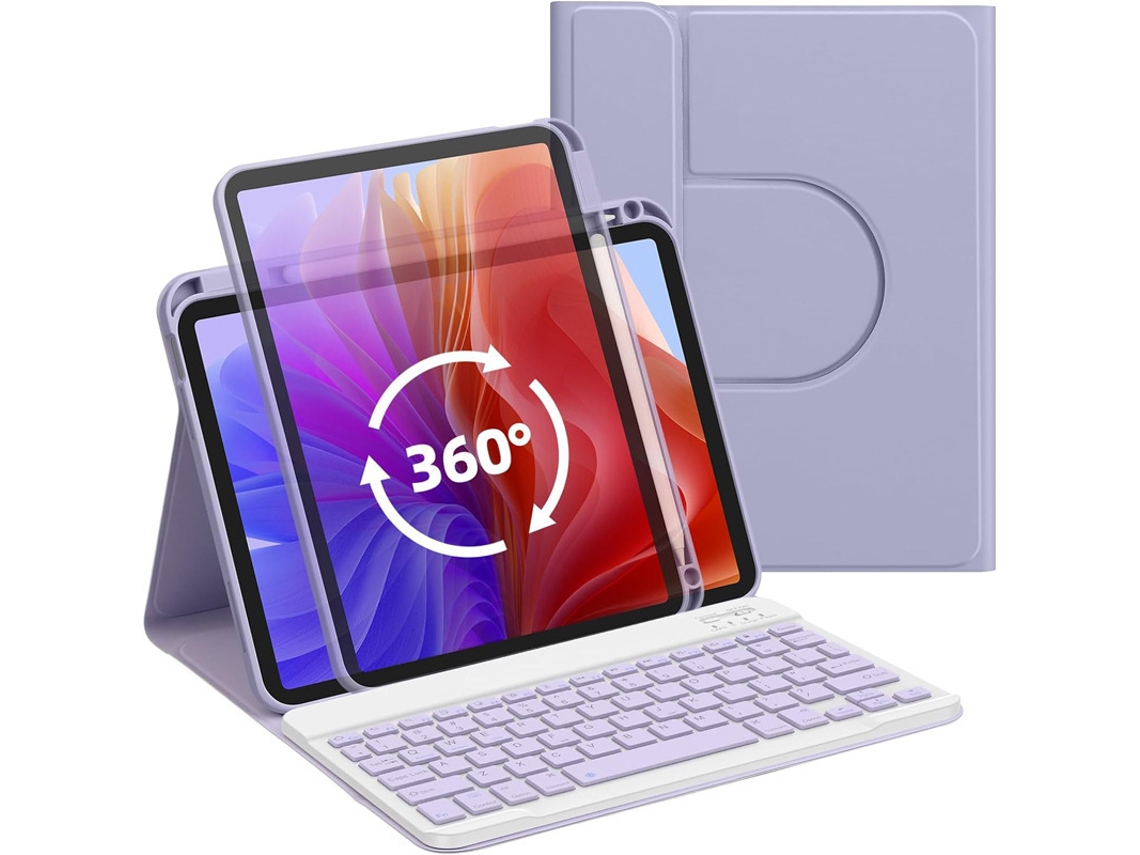Capa Com Teclado Bluetooth Para Ipad 7/8/9/10,2 Polegadas Caneta Stylus Não Incluída (português-roxo)