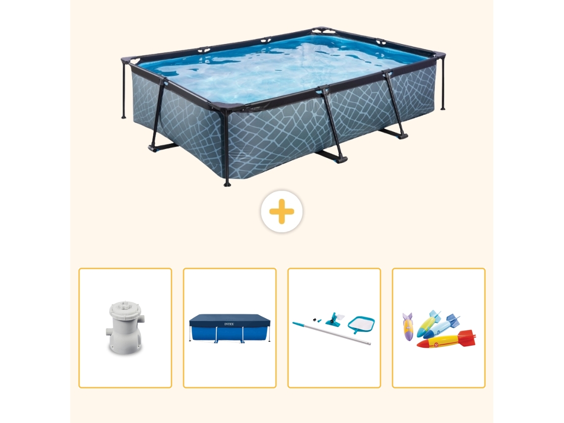 Exit-toys Piscina Exit Retangular - Efeito Pedra - 300x200x65 Cm - 5-peças S299