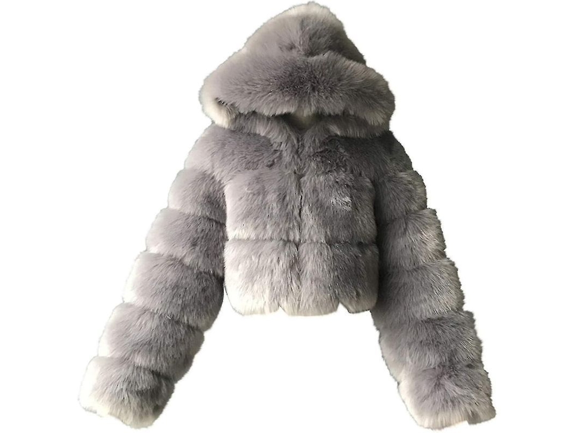 2026 abrigo Corto de Piel Falsa para Mulher com Capuz Abrigo de Bolha Fleece Quente Jaqueta de Inverno Tamanho Grande Alta Qualidade