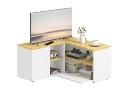 Suporte para Tv em L até 40" com 3 Prateleiras Abertas e 2 Armários Aglomerado 90x90x45 Cm BTFORUS
