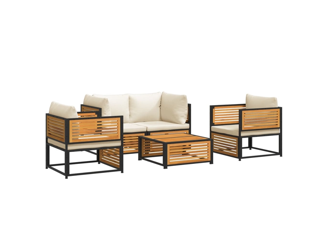 Maison Exclusive - 5 Pcs Conjunto De Sofás De Jardim Com Almofadões Acácia Maciça