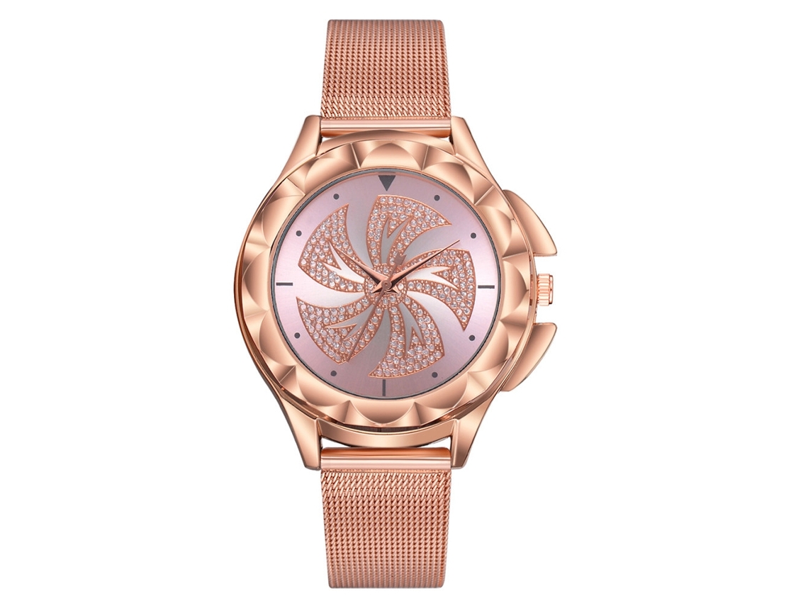 Relógio de Pulso Feminino Elegante com Strass Pulseira Ajustável Movimento de Quartzo Branco