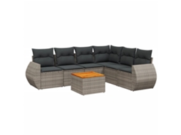 Conjunto de 7 Sofás para Jardim com Almofadões Vime Pe Cinzento MAISON EXCLUSIVE (7 pcs)