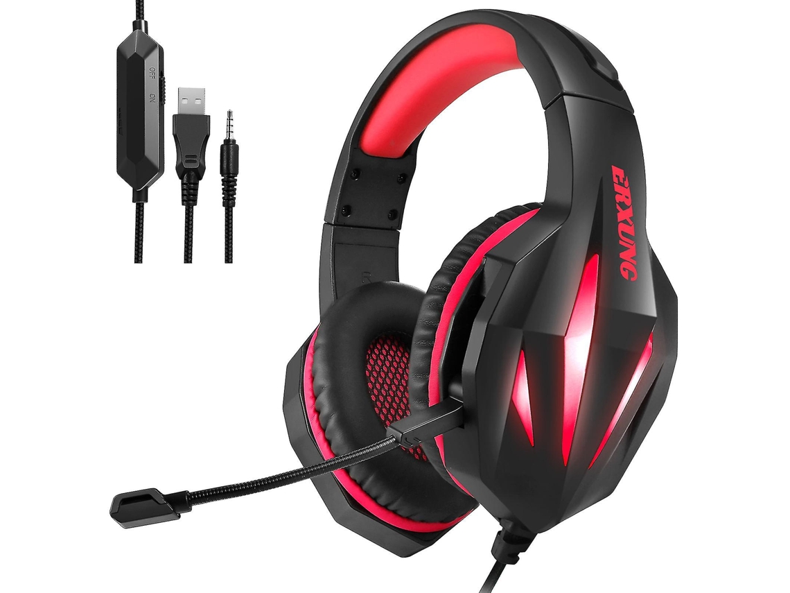 Auscultadores Gaming Pc With Microphone J5 Usb 3.5Mm Red