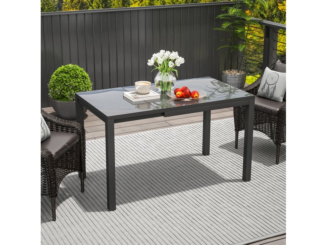 Mesa De Jantar Para Varanda, Retangular E Extensível, De 85 A 125 Cm, Ideal Para 4 A 6 Pessoas, Perfeita Para Jardim E Terraço Externo