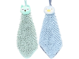 Pacote com 2 Toalhas de Pendurar Macias e Fofas em Chenille com Estampas Divertidas de Coruja e Pinguim a AQUAFORGE