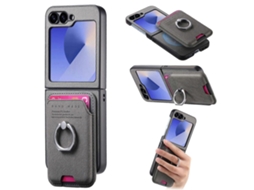 Capa Para Celular Samsung Galaxy Z Flip 6 / Flip 7 Fe Em Tecido Sarjado Com Fecho Magnético E Compartimento Para Cartões.