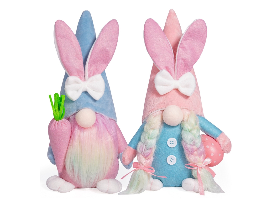 Conjunto de 2 Bonecos Coelhinho de Páscoa, Decoração com Cenoura e Ovos LAXISCREED
