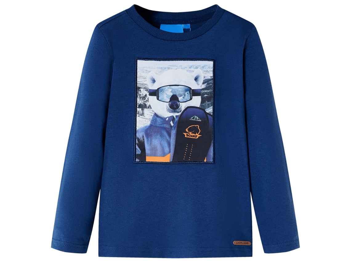 T-shirt De Manga Comprida Para Criança Azul-ganga 128
