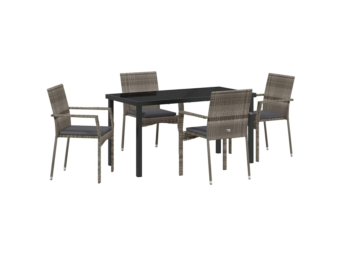 Maison Exclusive - Conjunto De Jantar Para Jardim 5 Pcs Cinzeto Vime Pe