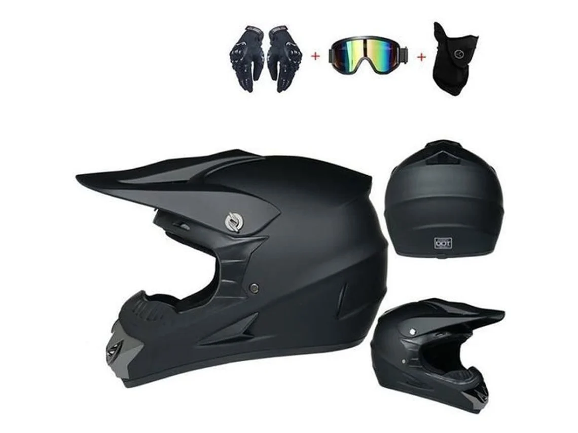 3 Pièces Cadeau Casque de Moto Casque Tout terrain Noir4 Noir4 AOZORZ