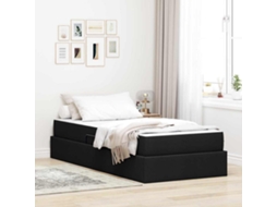 Vidaxl Cama Com Arrumação E Colchão Preto 100 X 200 Cm Poliéster