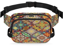 Pochete Étnica com Estampa Floral Mandala para Mulheres 22 8 X 6 3 X 15 5 Cm Estampa Flo Impermeável