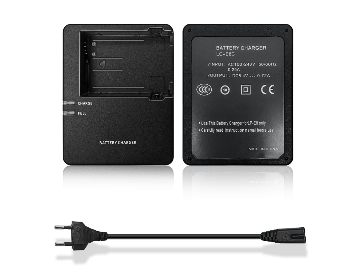 Carregador de Bateria Lc e8c para Baterias Lp e6/lp e6n para Câmeras Canon Eos/550d/600d/650d/700d OHPA Preto