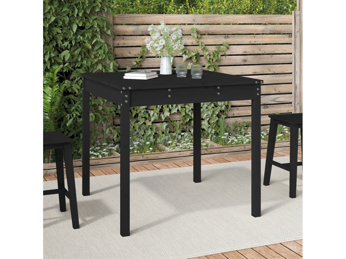 Vidaxl Mesa De Jardim 82,5x82,5x76 Cm Madeira De Pinho Maciça Preto