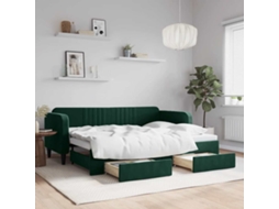 Vidaxl Sofá-cama C/ Gavetão E Gavetas 80x200cm Veludo Verde-escuro