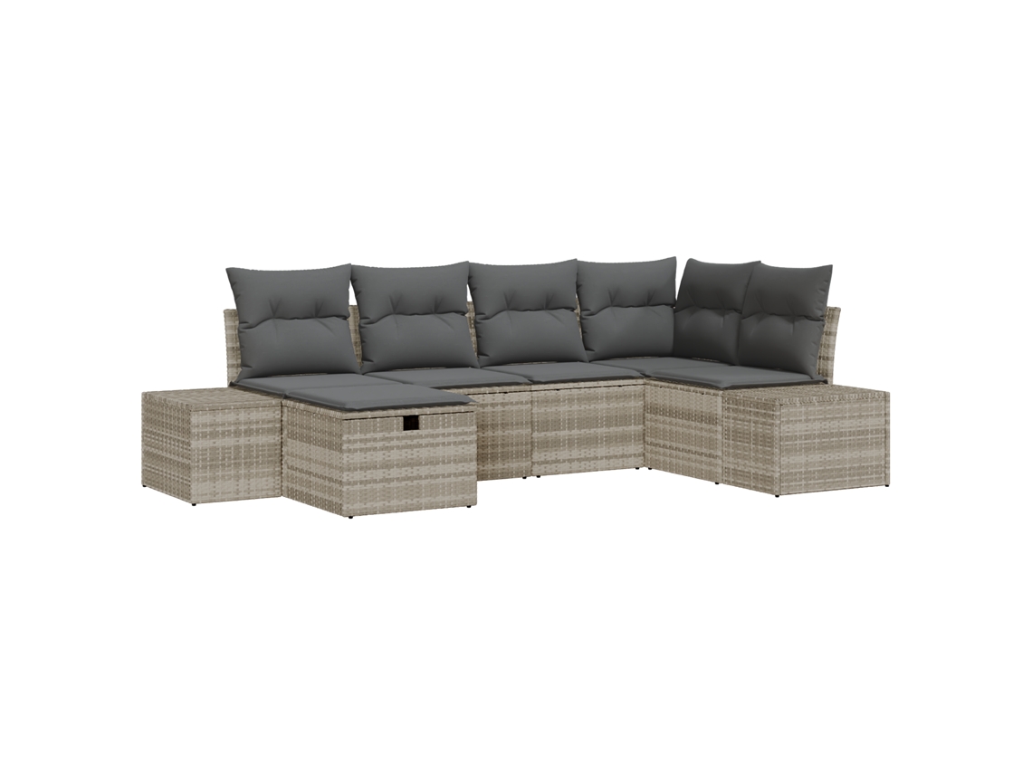 Conjunto 6 Móveis De Jardim Vidaxl Cinzento-claro Vime Pe (264 X 154 X 85 Cm)