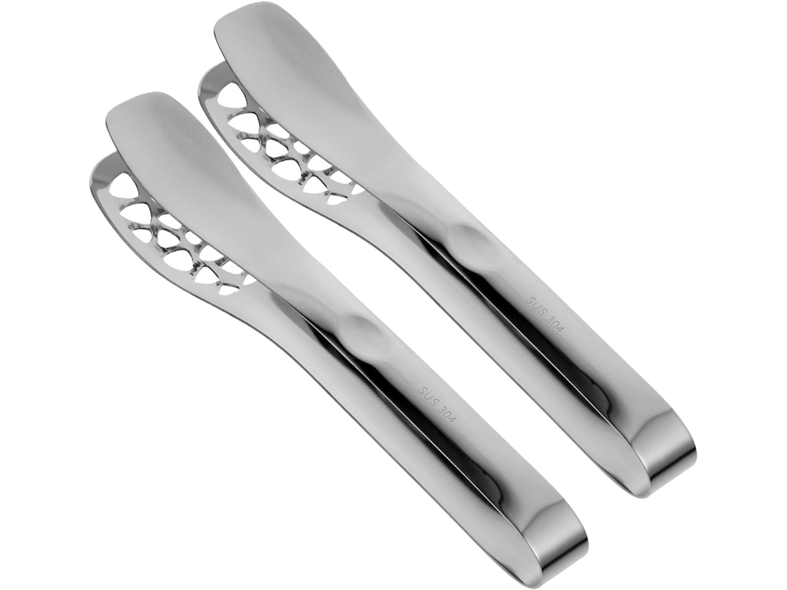 Conjunto De 2 Pinças Para Churrasco Em Aço Inoxidável Prateado, Portáteis E Sem Rebarbas, Ideais Para Cozinhar Ao Ar