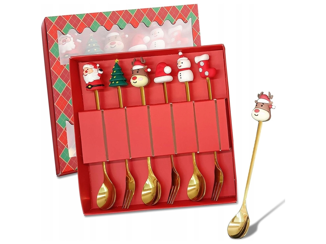 Peças Conjunto De Mesa Em Aço Inoxidável Festas Com Vermelho Para Café E Sobremesa