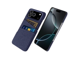 Capa Para Iphone 17 Pro Em Tecido Com 2 Compartimentos Para Cartões - Azul