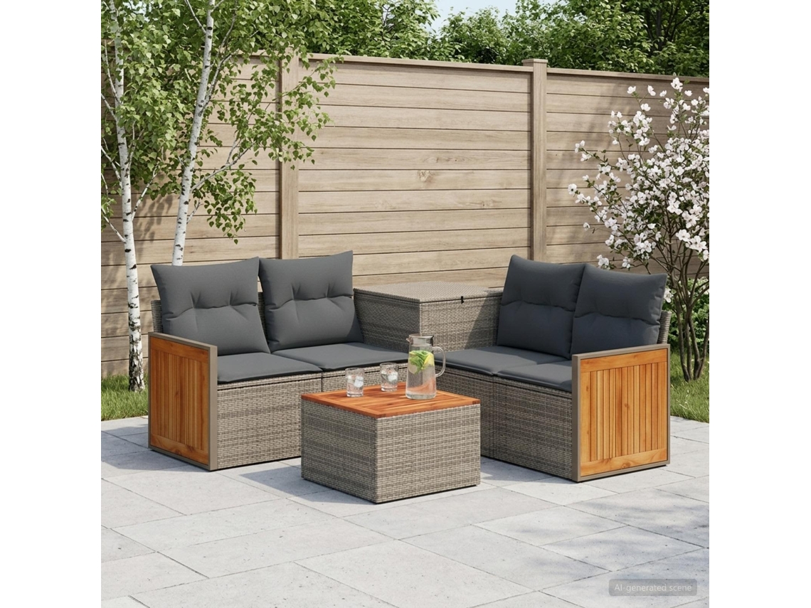 Vidaxl Conjunto De Sofás 6 Unid. Cinza E Cinza Escuro