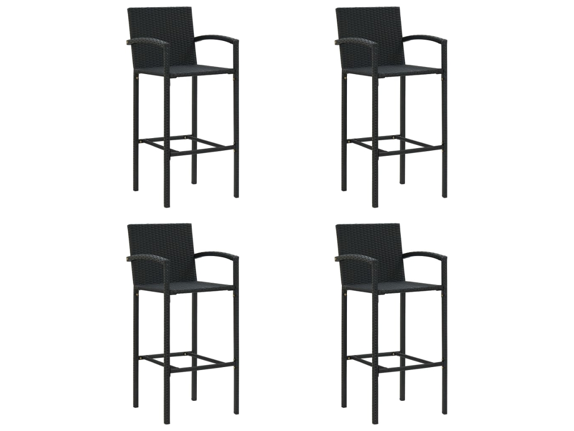 Bar Stool, Bar Stools Vidaxl Preto Rattan / Vime (n/a)