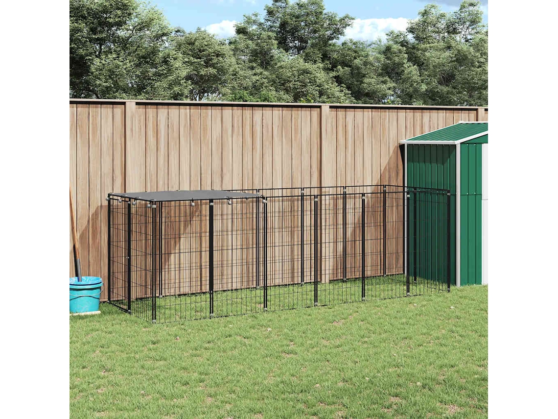 Vidaxl Canil 330x110x110 Cm Aço Preto