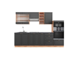 Cozinha Fame-Line, 280 cm, PT Antracite, Country Antracite/Carvalho Dourado, Vicco