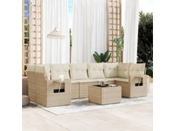 Vidaxl 8 Pcs Conjunto de Sofás P/ Jardim com Almofadões Vime Pe Bege