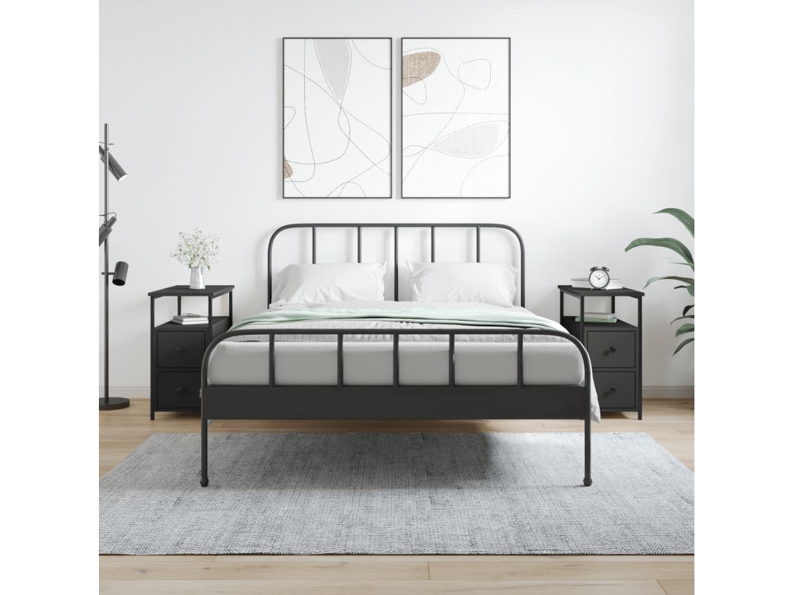 Vidaxl Mesas De Cabeceira 2pcs 30x60x60 Cm Derivados De Madeira Preto