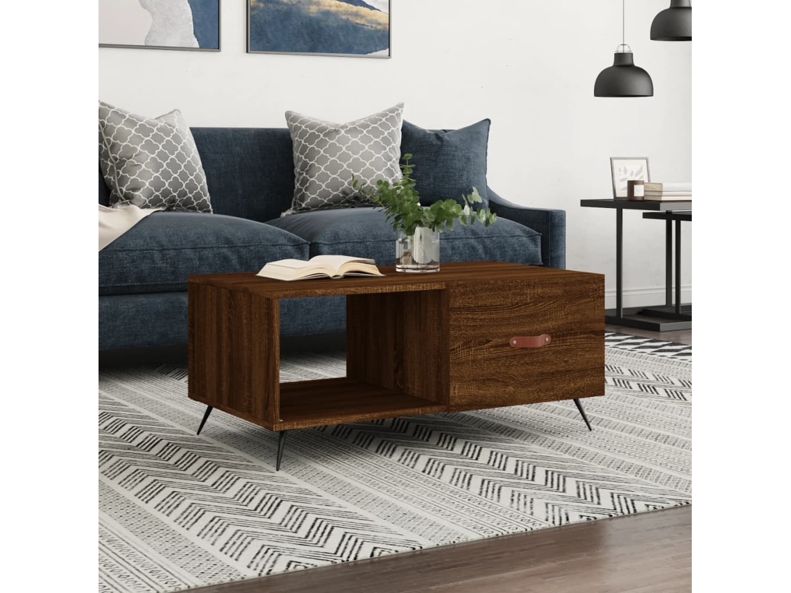 Vidaxl Mesa Centro 90x50x40 Cm Derivados De Madeira Carvalho Castanho