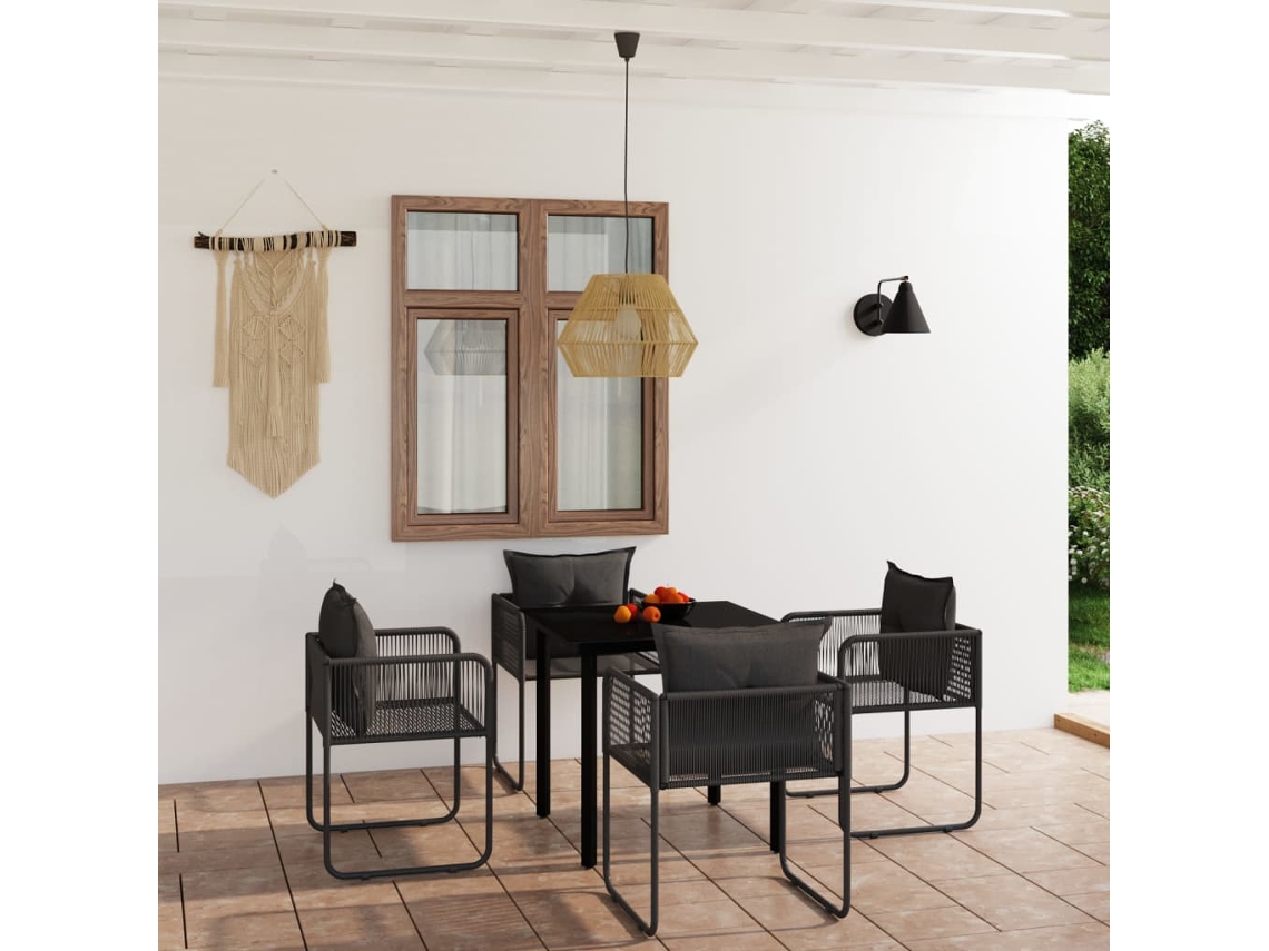 Vidaxl 5 Pcs Conjunto De Jantar Para Jardim Preto