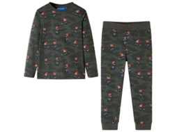 Pijama De Manga Comprida Para Criança Cor Caqui 128