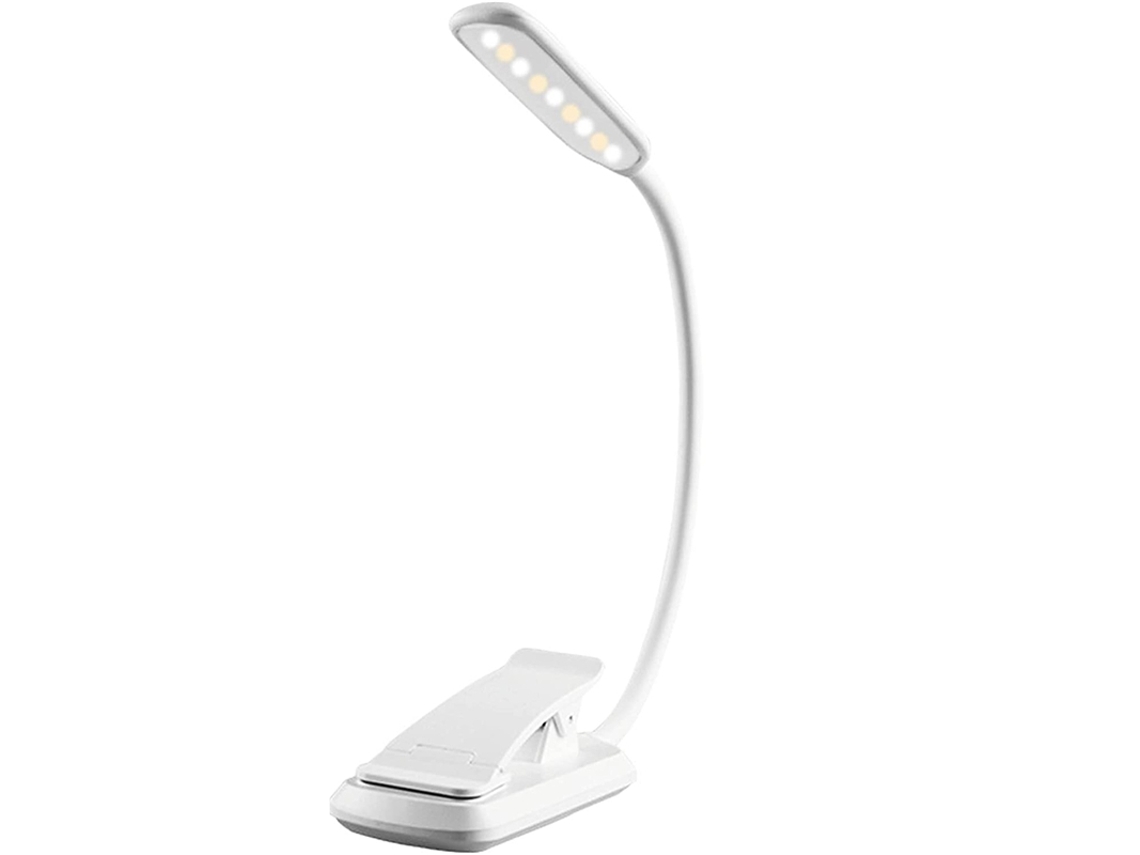 Mini Luminária de Leitura Led, Design com 9 Clipes, Recarregável Via Usb, Brilho Ajustável MDUG (branco)