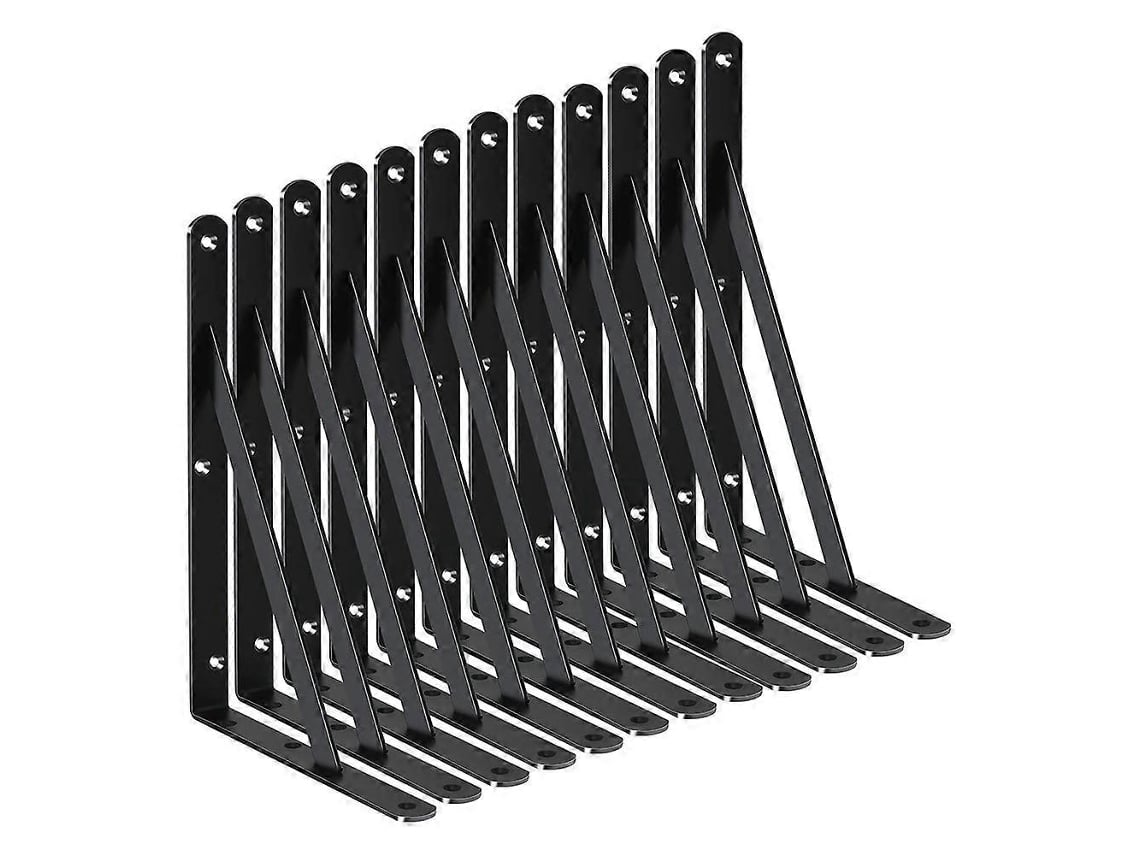 Suportes Para Prateleiras, Metal Preto, Design Triangular, Resistentes