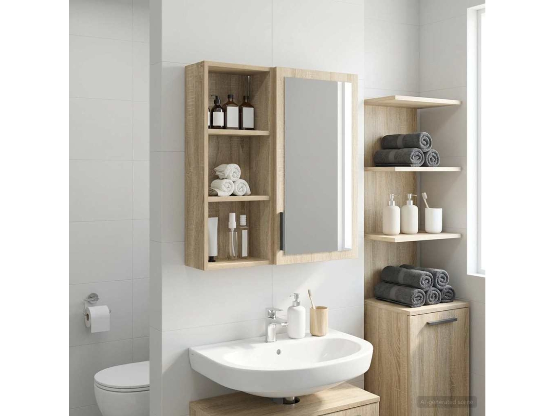 Vidaxl Armário De Parede Para Banheiro Carvalho Sonoma 30 X 14 X 70 Cm
