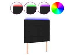 Cabeceira de Cama C/ Led Tecido 90x5x118/128cm Preto MAISON EXCLUSIVE