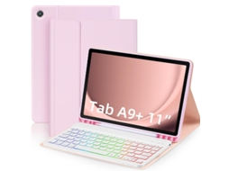 Teclado Retroiluminado Rosa E Branco Sakura, Samsung A8 X200/x205 De 10,5 Polegadas Yunzii
