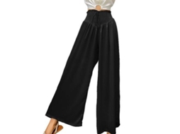 Calça feminina Rebe de cintura alta, estilo casual de verão, com bolsos, modelagem fluida, tamanho G, preta.