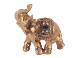 Estátua Elegante Dourada Com Tromba Para Cima Decorativa 9x9cm Riqueza