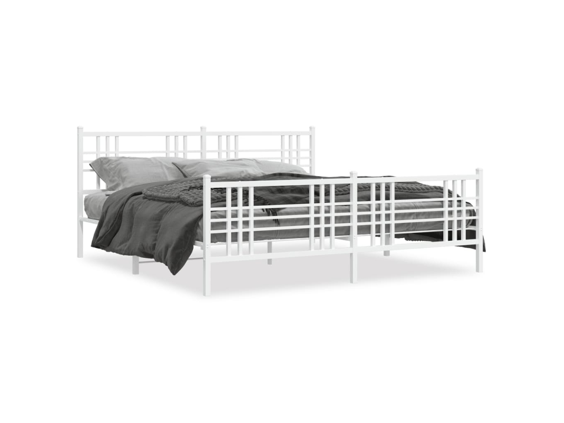Bed Frame, Bed Frames Vidaxl Branco Aço (183 X 213 Cm)