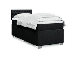 Vidaxl Cama Com Molas/colchão 90x200 Cm Tecido Preto