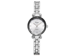 Relógio de Pulso Feminino com Números Romanos Pulseira de Liga Prata+branco