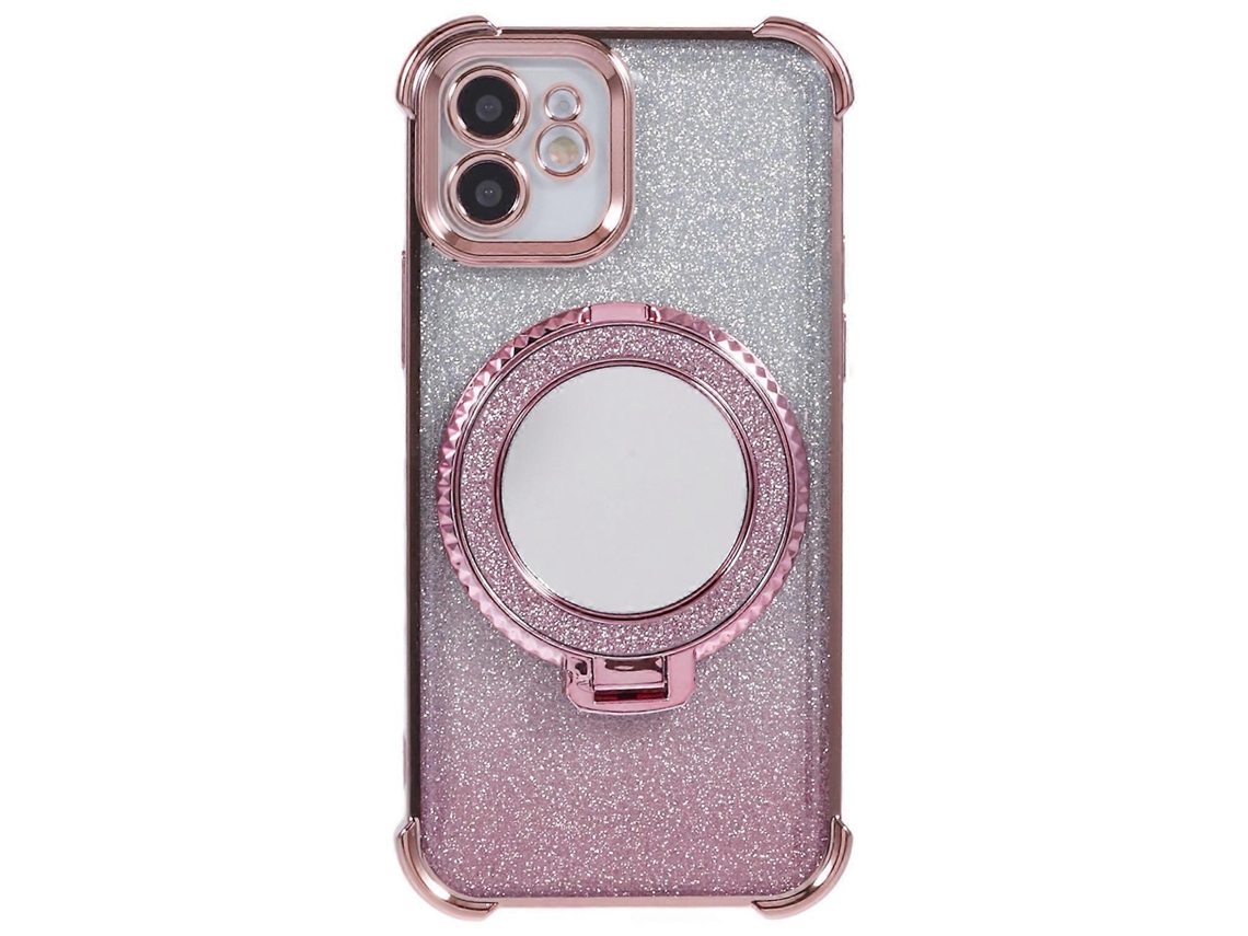 Capa De Celular De Tpu Com Glitter Para Iphone 11 Com Suporte E Espelho