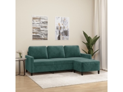 Vidaxl Sofá De 3 Lugares Com Apoio De Pés 180 Cm Veludo Verde-escuro
