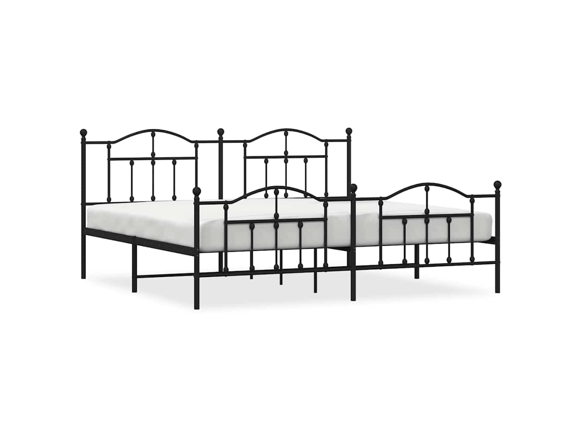 Bed Frame, Bed Frames Vidaxl Preto Aço (193 X 203 Cm)